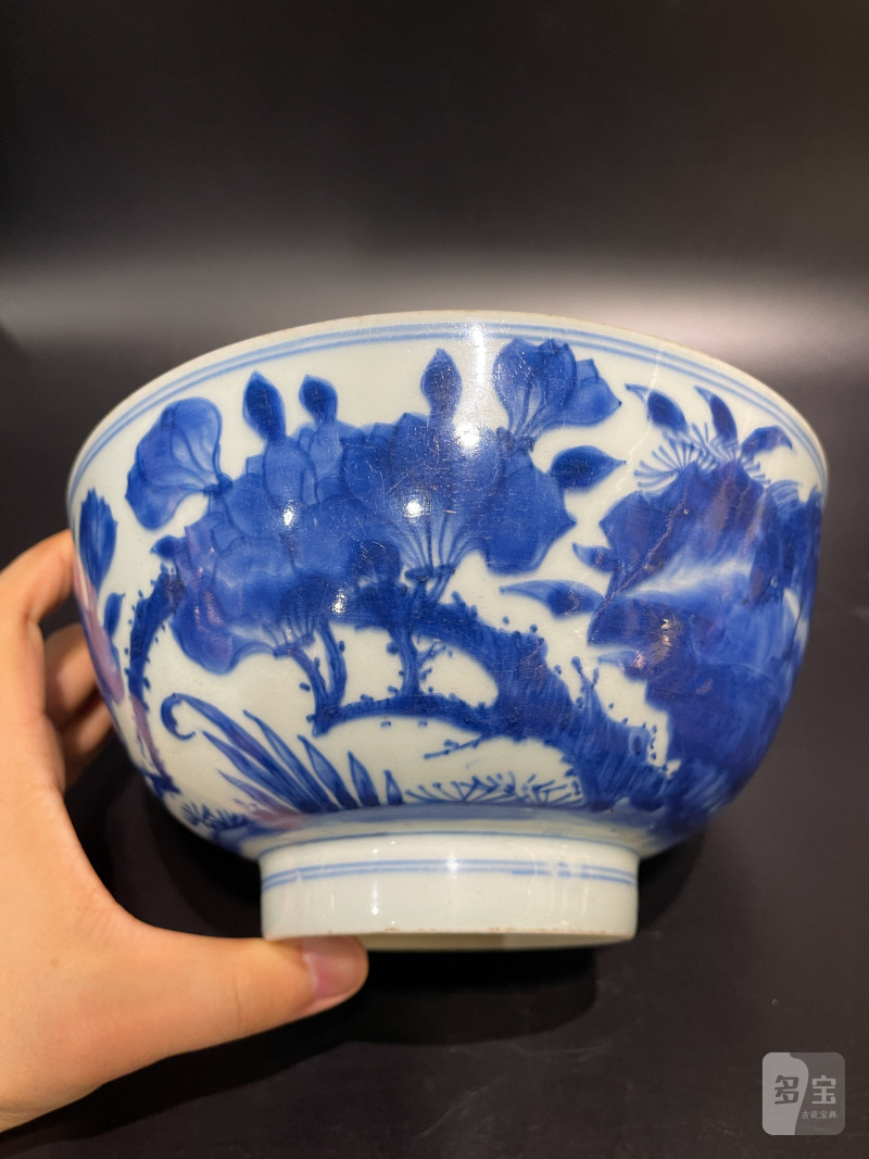 清康熙 青花锦鸡牡丹纹大碗 - 图12